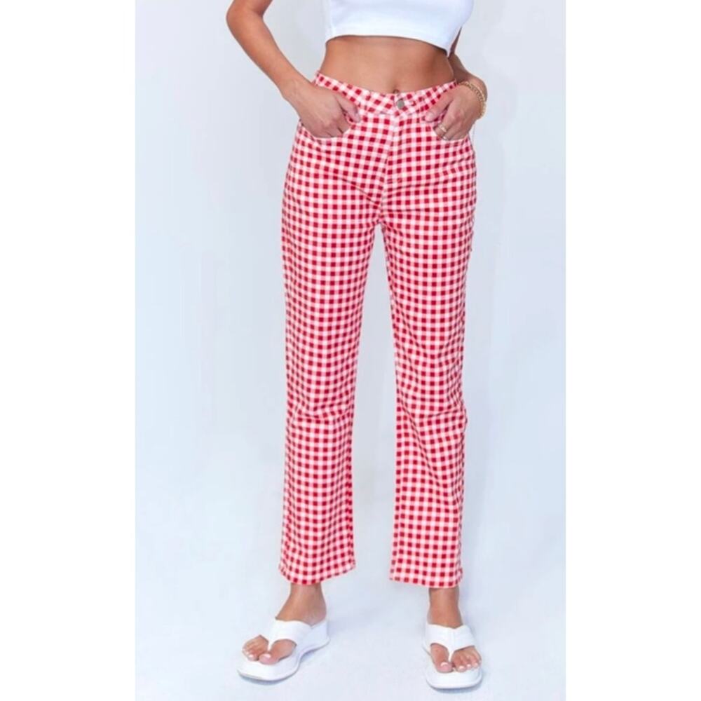 Princess polly Kendra gingham denim jeans sz 6 $68